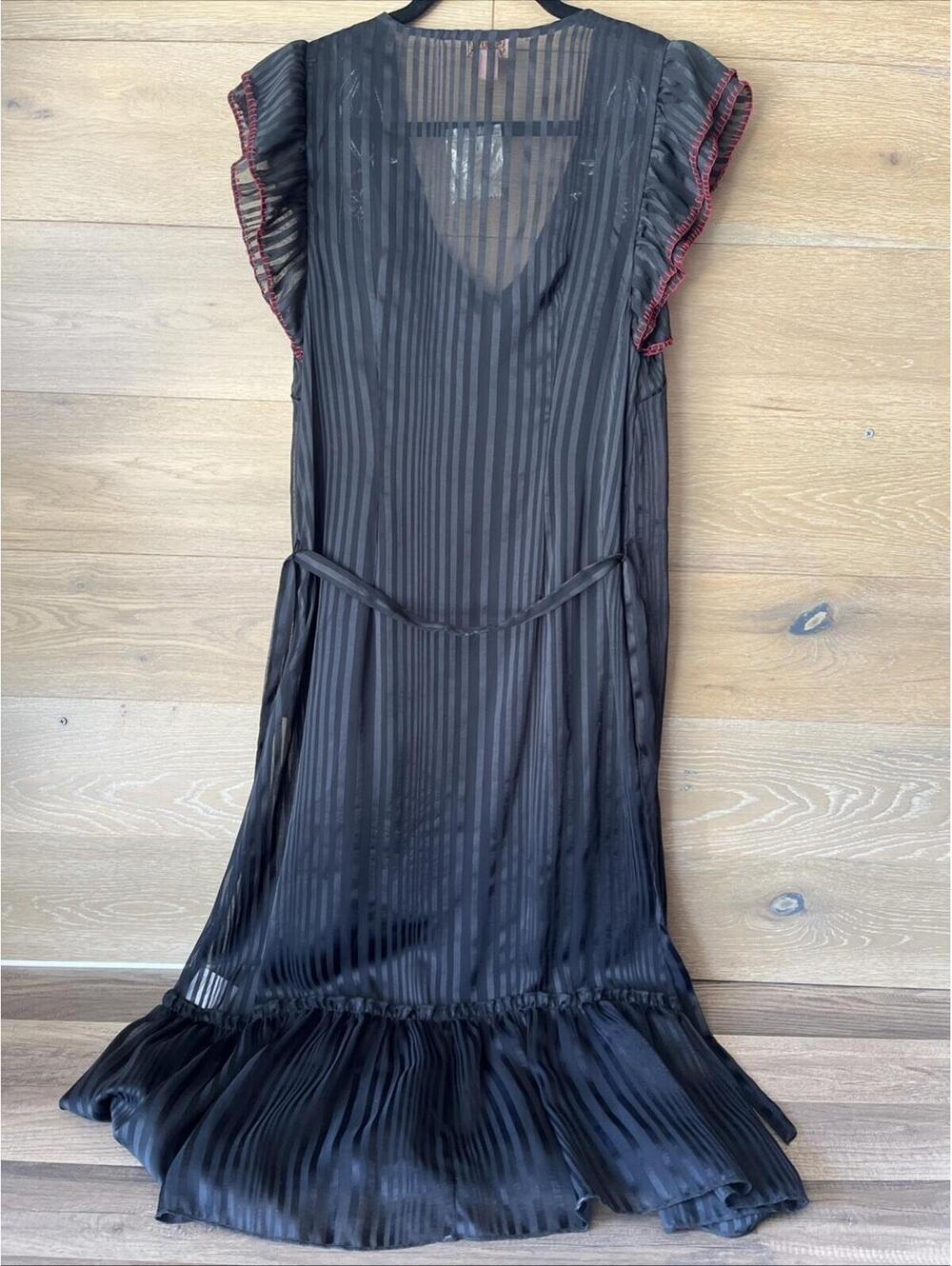 Anthropologie Not So Serious Corsica Beaded Embroidered Floral Black Dress Sz 6P - Picture 4 of 9